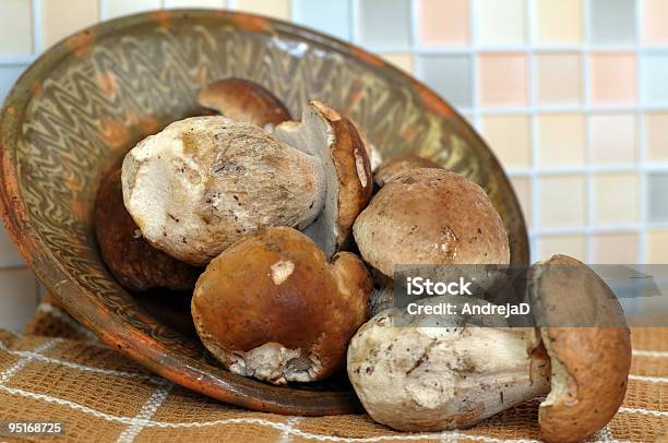 Fresco Funghi Porcini - Fotografie stock e altre immagini di A quadri - A quadri, Alimentazione sana, Ambientazione interna