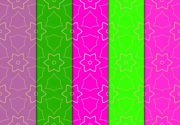 Vector illustration of Design of a set seamless with a Geometric Flower Pattern of Mand