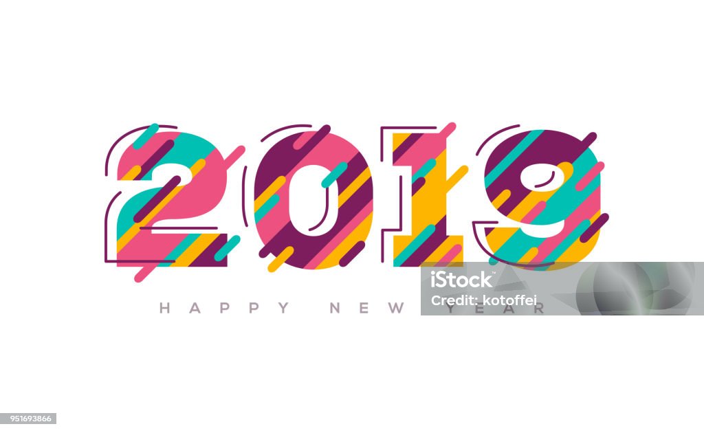 2019 New year colorful numbers 2019 Happy New Year greeting card with abstract colorful numbers for brochure design or business diary cover. Vector illustration. 2019 stock vector
