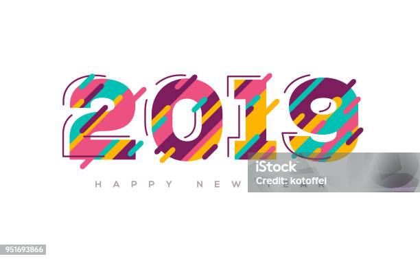 2019 New Year Colorful Numbers Stock Illustration - Download Image Now - 2019, Party - Social Event, Typescript
