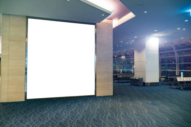 istock blank banner display mock up in airport gate 951695866