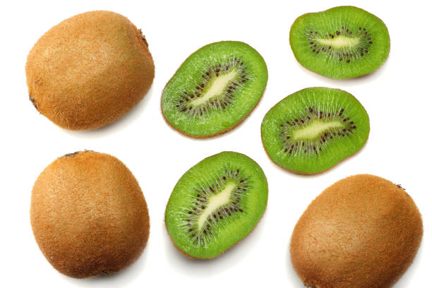 istock Slices kiwi fruit isolated on white background top view 951702596