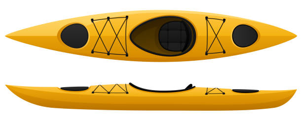 illustrations, cliparts, dessins animés et icônes de kayak - canoe kayak, jaune