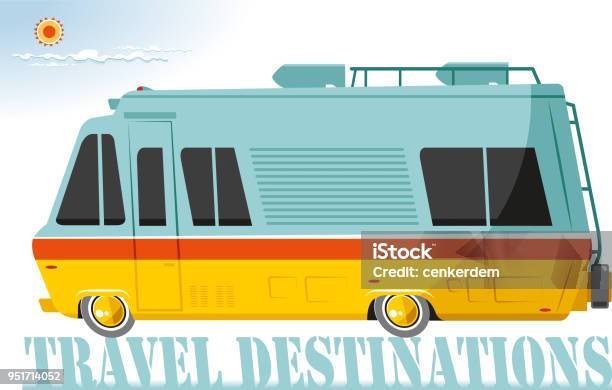 Motor Caravan Stock Illustration - Download Image Now - Motor Home, Retro Style, Illustration