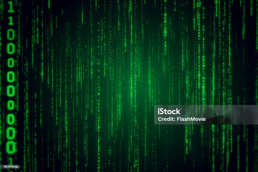 Falling Binary Code In The Matrix Style In The Technological Space 3d ...