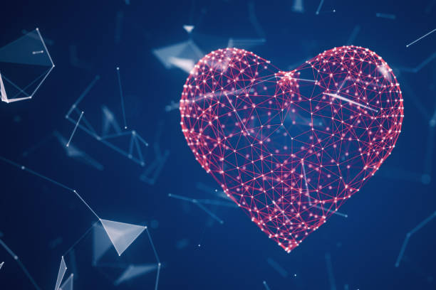 istock The digital heart icon is formed from particles in a network cloud of lines and points. The heart of technology 3d illustration 951714950