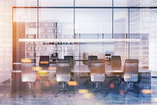 istock Glass meeting room interior toned 951718734