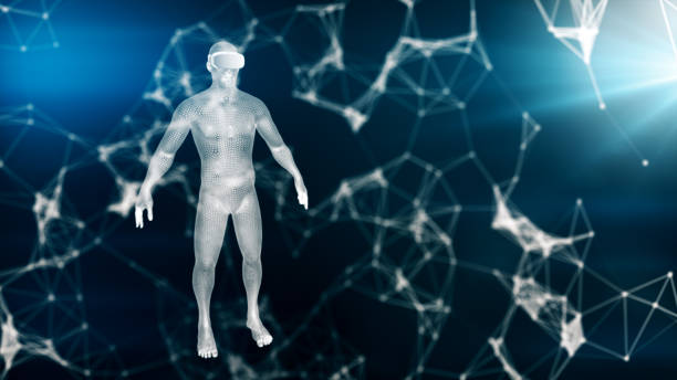 istock Digital virtual reality on the human hologram,3d illustration 951719280