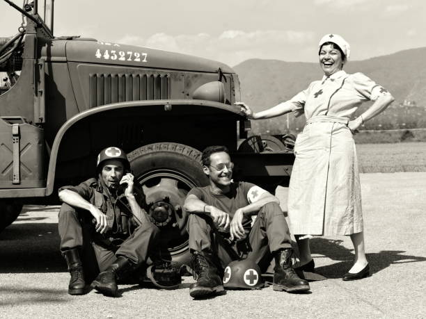 Re-enactment of 25th April 1945 "Italian liberation day" dedicated to US WW2 army and Italian partisans stock photo