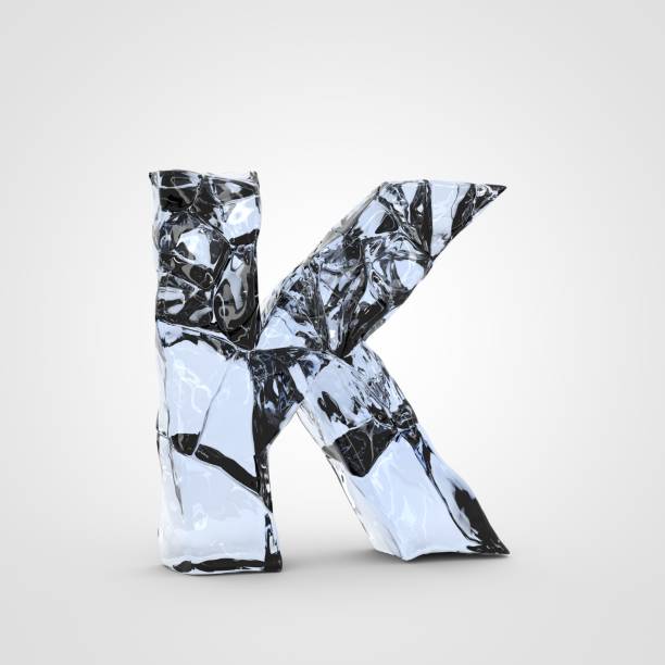 istock Ice letter K uppercase isolated on white background. 951725982