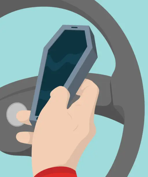 Vector illustration of Texting and driving vector illustration.