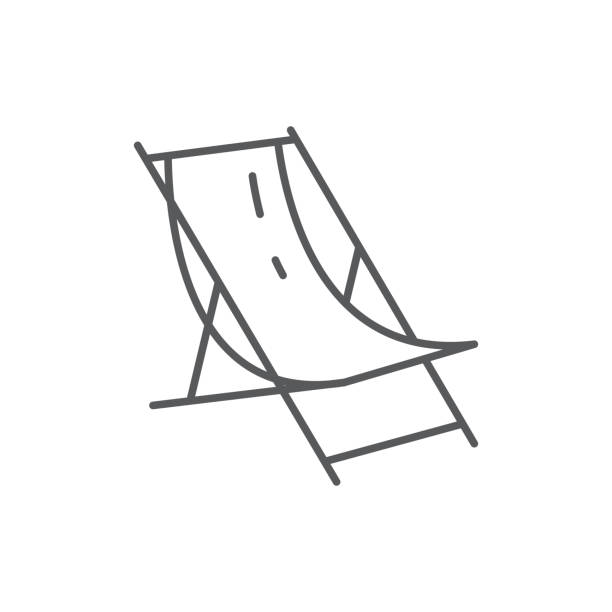 Beach lounge for summertime vacation theme - editable icon isolated on white background. Beach lounge for summertime vacation theme - editable icon isolated on white background. Outline vector illustration of chair for tanning pixel perfect element. deck chair stock illustrations