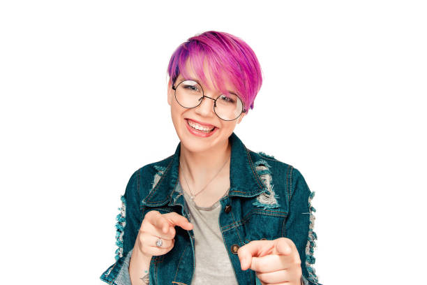 istock Successful bright girl pointing at camera 951735478