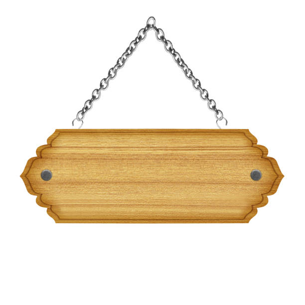 istock empty wooden sign with chain isolated on white  background 951746082