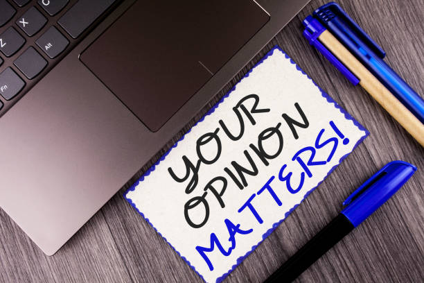 istock Word writing text Your Opinion Matters Motivational Call. Business concept for Client Feedback Reviews are important written on white Sticky Note Paper on the wooden background Laptop Markers 951751050