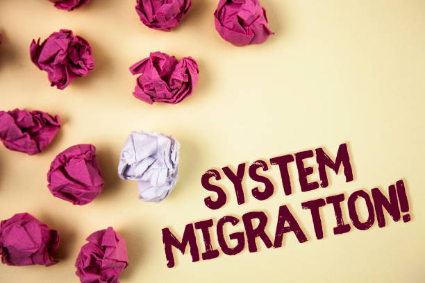 istock Writing note showing  System Migration Motivational Call. Business photo showcasing Moving programs to another platform written on Plain background Crumpled Paper Balls next to it. 951761456