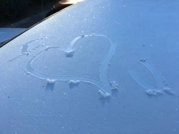 I Love You written on ice