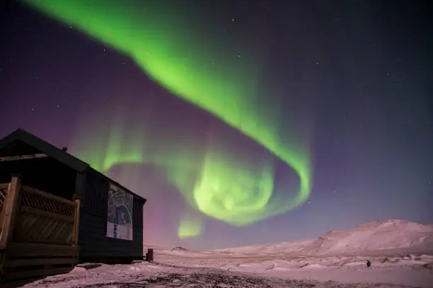 Amazing swirl of the Aurora in a remote location in Iceland