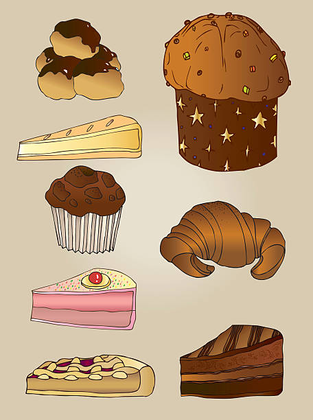 illustrazioni stock, clip art, cartoni animati e icone di tendenza di torte - panettone