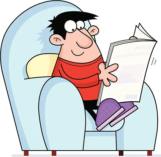 Vector illustration of Reading the paper