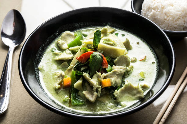 istock Thai Green Curry Chicken Meal With White Rice 951803480