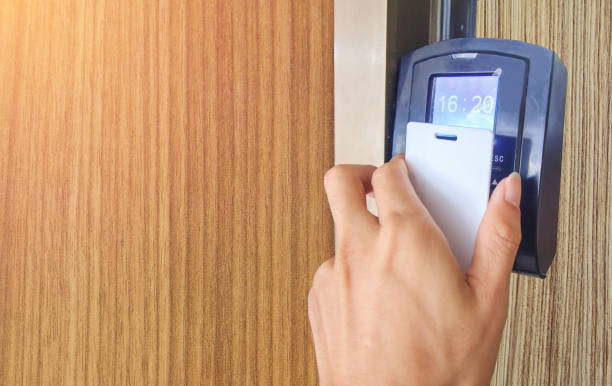 istock touch key-card of the door access 951806046