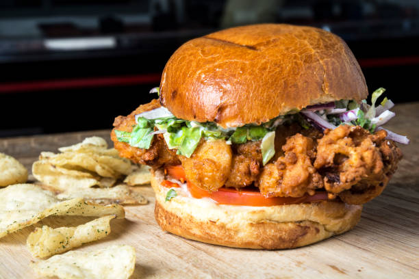 istock Chicken Sandwich On Bun With Fench Fries 951817342