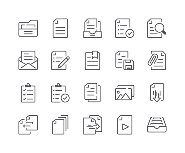Minimal Set of Document and File Line Icons Minimal Set of Document and File Line Icons. Editable Stroke. 48x48 Pixel Perfect. editor page stock illustrations