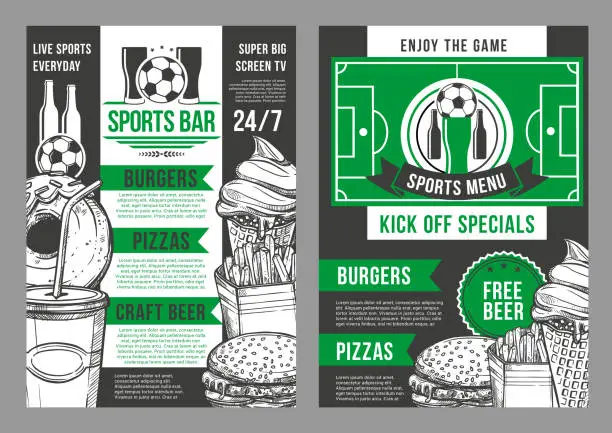 Vector illustration of Vector soccer sports bar football pub menu design