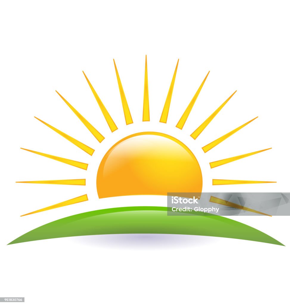 Green hill with sun id card vector icon Design stock vector