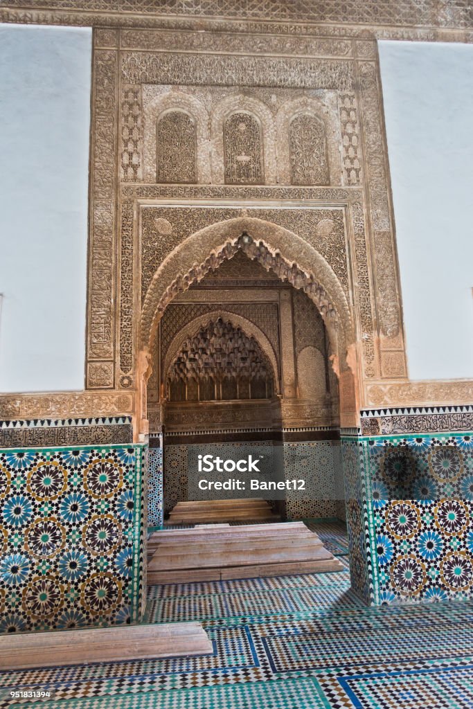 The Saadian tombs mausoleum in Marrakech built by sultan Ahmad al-Mansur in Morocco The Saadian tombs mausoleum in Marrakech built by sultan Ahmad al-Mansur in Morocco, Africa Africa Stock Photo