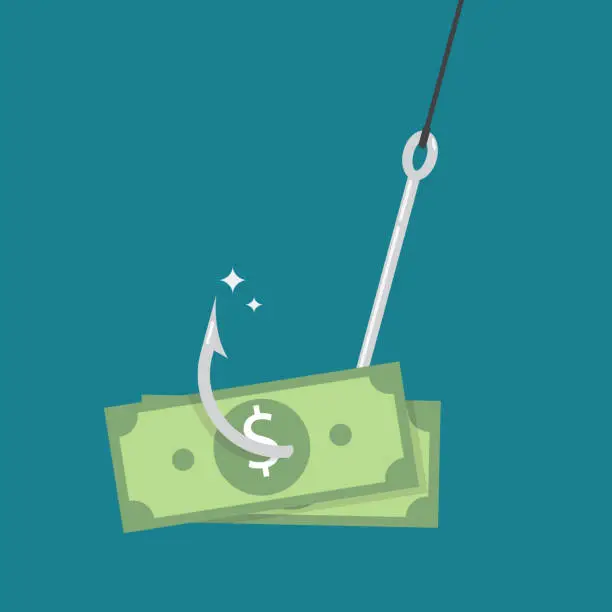 Vector illustration of Fishhook with money