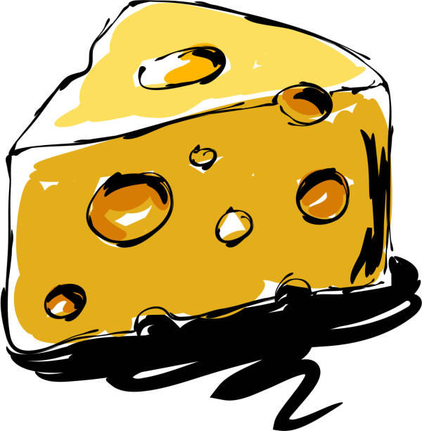 Cheese Drawing drawing of cheese, Elements are grouped.contains eps10 and high resolution jpeg. cheese drawings stock illustrations