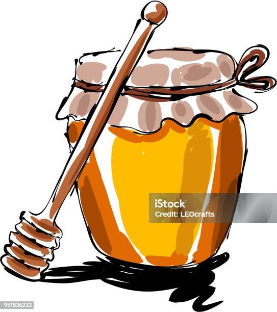 Honey Jar Drawing Stock Illustration - Download Image Now - Honey, Icon Symbol, Sketch