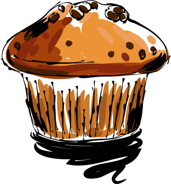 머핀 드로잉 - muffin stock illustrations