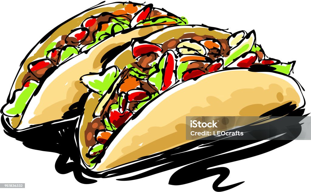 Taco Drawing drawing of Taco, Elements are grouped.contains eps10 and high resolution jpeg. Taco stock vector