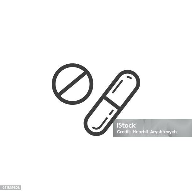 Linear Frameless Icon Of Different Tablets Stock Illustration - Download Image Now - Pill, Capsule - Medicine, Icon Symbol