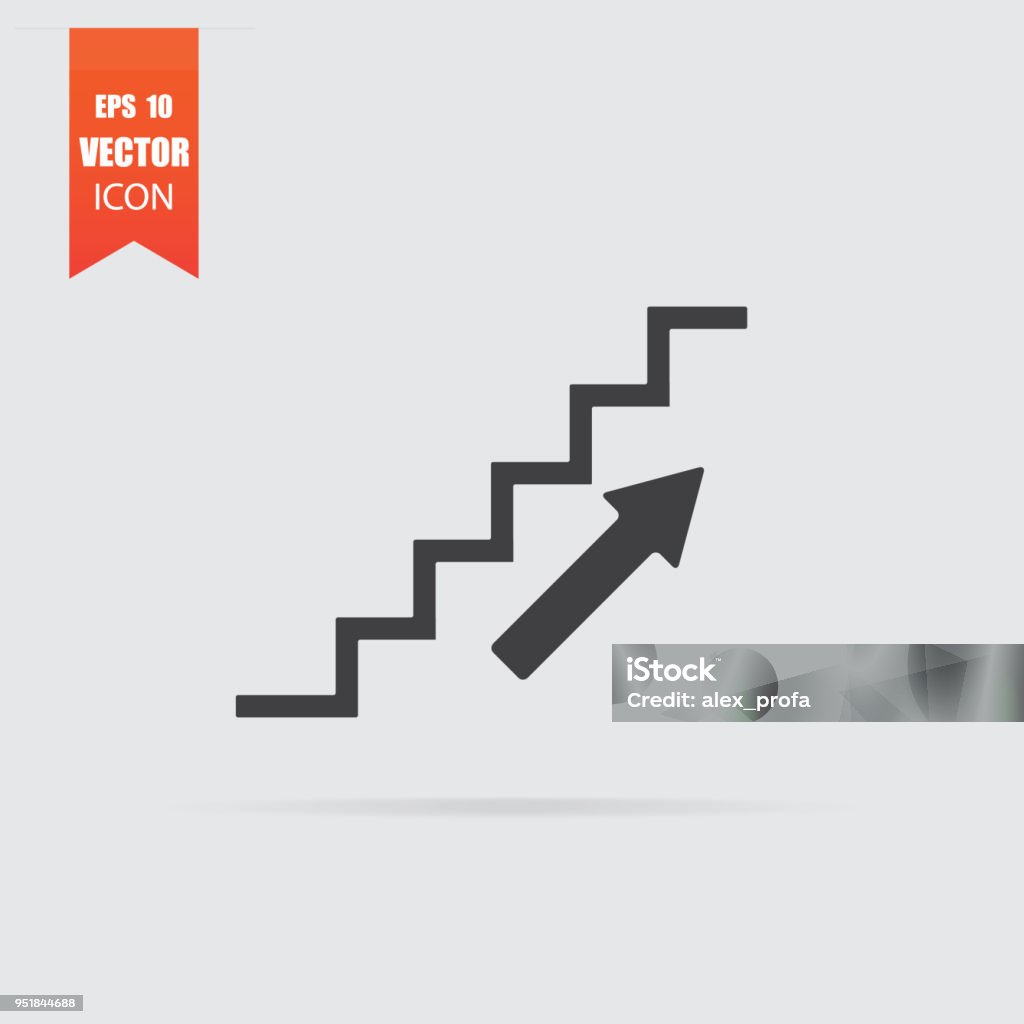 Stairs icon in flat style isolated on grey background. Stairs icon in flat style isolated on grey background. For your design, logo. Vector illustration. Staircase stock vector