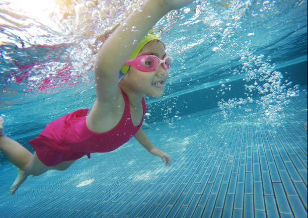 istock happy asian kid swimming underwater in summer. 951847128