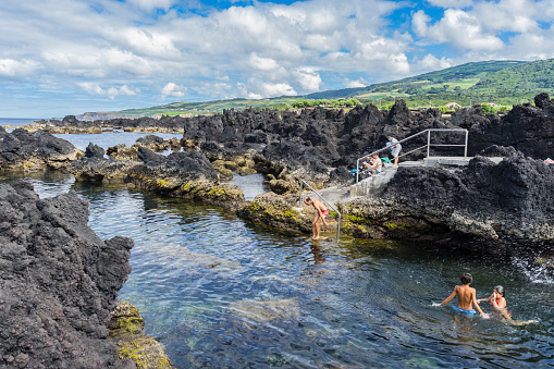 Natural lava swimming pools in Terceira island. Terceira, Azores, Portugal, August 2016