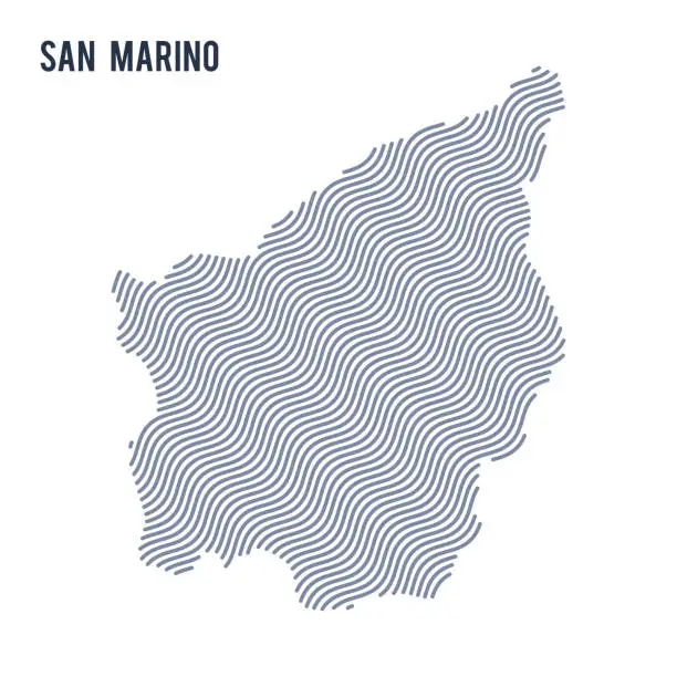 Vector illustration of Vector abstract wave map of San Marino isolated on a white background.