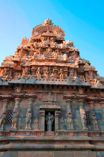 святилище дейванаяки амман, рядом с храмом айраватсвара, дарасурам, тамилнад, индия. вид с запада. - tamil nadu tamil temple amman стоковые фото и изображения