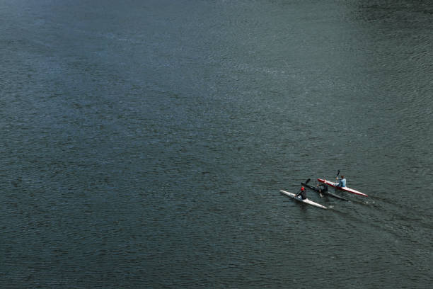istock Kayak race view from above, concept competition, championship 951856434