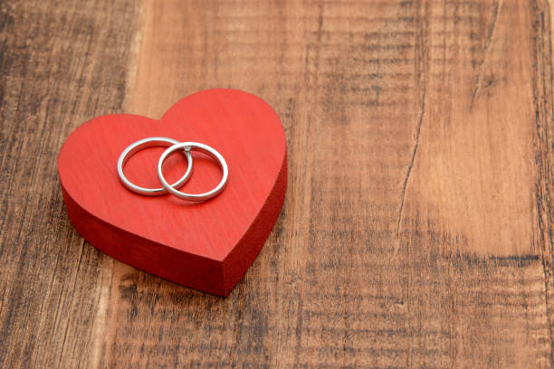 Marriage concepts, heart and tow rings
