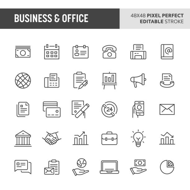 Business & Office Vector Icon Set vector art illustration