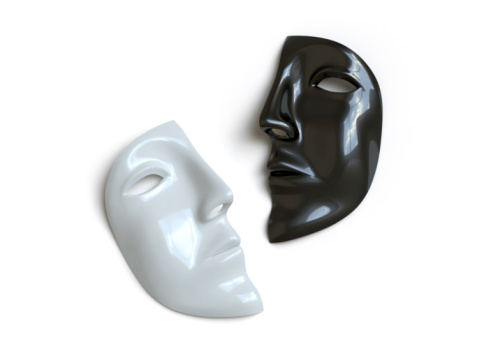 mask lies on a white surface, symbolizes a secret. 