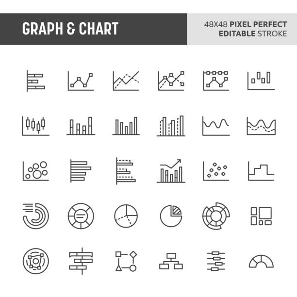 graph & diagramm vektor icon-set - spärlichkeit grafiken stock-grafiken, -clipart, -cartoons und -symbole
