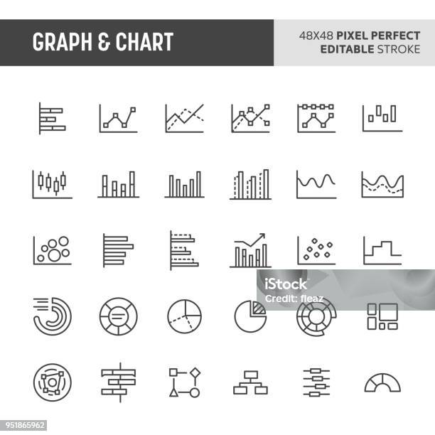 Set Di Icone Grafico Vettore Grafico - Immagini vettoriali stock e altre immagini di Icona - Icona, Diagramma grafico, Diagramma a settori