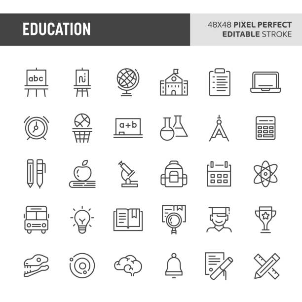 교육은 벡터 아이콘 세트 - blackboard book education back to school stock illustrations