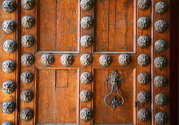 Antique Spanish door stock photo